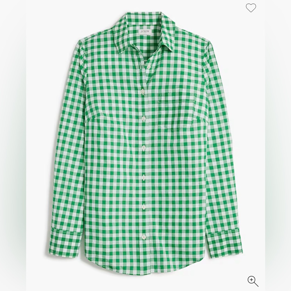 NWT J. Crew Factory Green Gingham Button-Down Shirt SZ: XSP - Picture 3 of 4